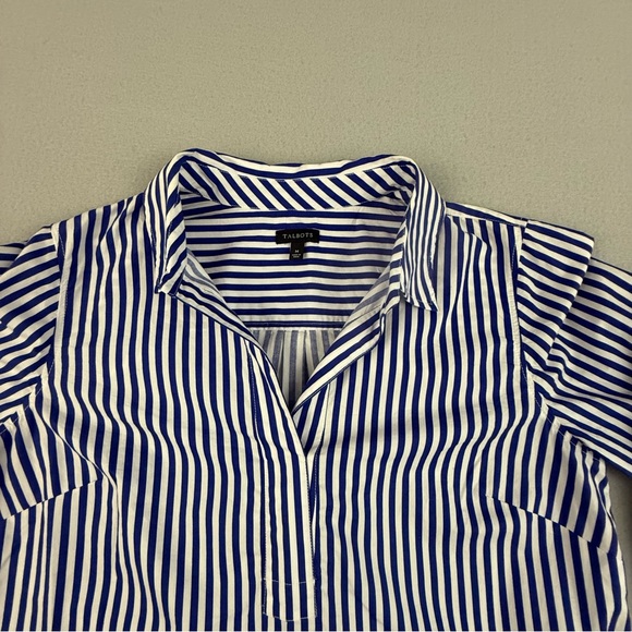 Talbots Shirt Women's‎ Medium Long Sleeve Pullover Stripe Blue White - Picture 3 of 9